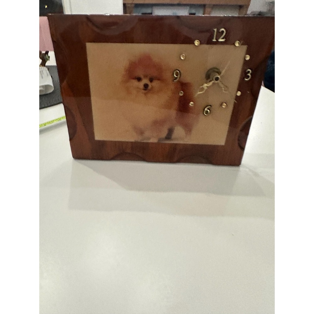 Vintage Wooden Pomeranian Hanging Clock